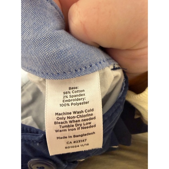 Talbots The Weekend Chino Navy Blue Sailboat Embroidered Pants 10P Petite BD1024 - Picture 4 of 9